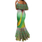 Vibe Zimbabwe Mermaid Dress Tribal-Inspired Background with Geometric Flag Color Design