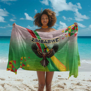 Vibe Zimbabwe Sarong Tribal-Inspired Background with Geometric Flag Color Design