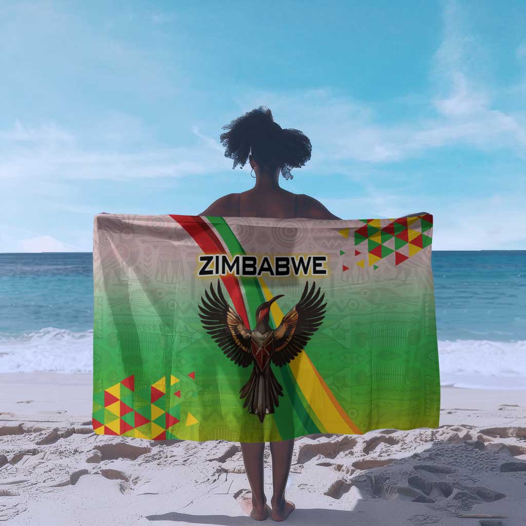 Vibe Zimbabwe Sarong Tribal-Inspired Background with Geometric Flag Color Design