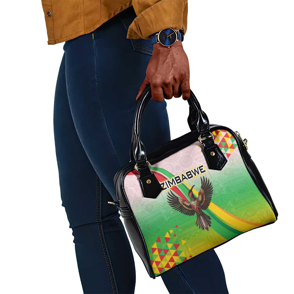 Vibe Zimbabwe Shoulder Handbag Tribal-Inspired Background with Geometric Flag Color Design