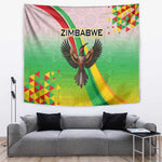 Vibe Zimbabwe Tapestry Tribal-Inspired Background with Geometric Flag Color Design