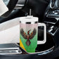 Vibe Zimbabwe Tumbler With Handle Tribal-Inspired Background with Geometric Flag Color Design