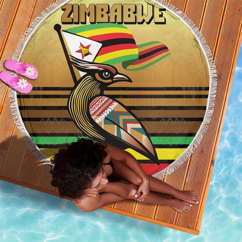 Pride Zimbabwe Beach Blanket Zimbabwean Bird, Tribal Patterns and Pan-African Colors