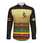 Pride Zimbabwe Long Sleeve Button Shirt Zimbabwean Bird, Tribal Patterns and Pan-African Colors