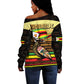 Pride Zimbabwe Off Shoulder Sweater Zimbabwean Bird, Tribal Patterns and Pan-African Colors