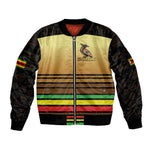 Pride Zimbabwe Sleeve Zip Bomber Jacket Zimbabwean Bird, Tribal Patterns and Pan-African Colors