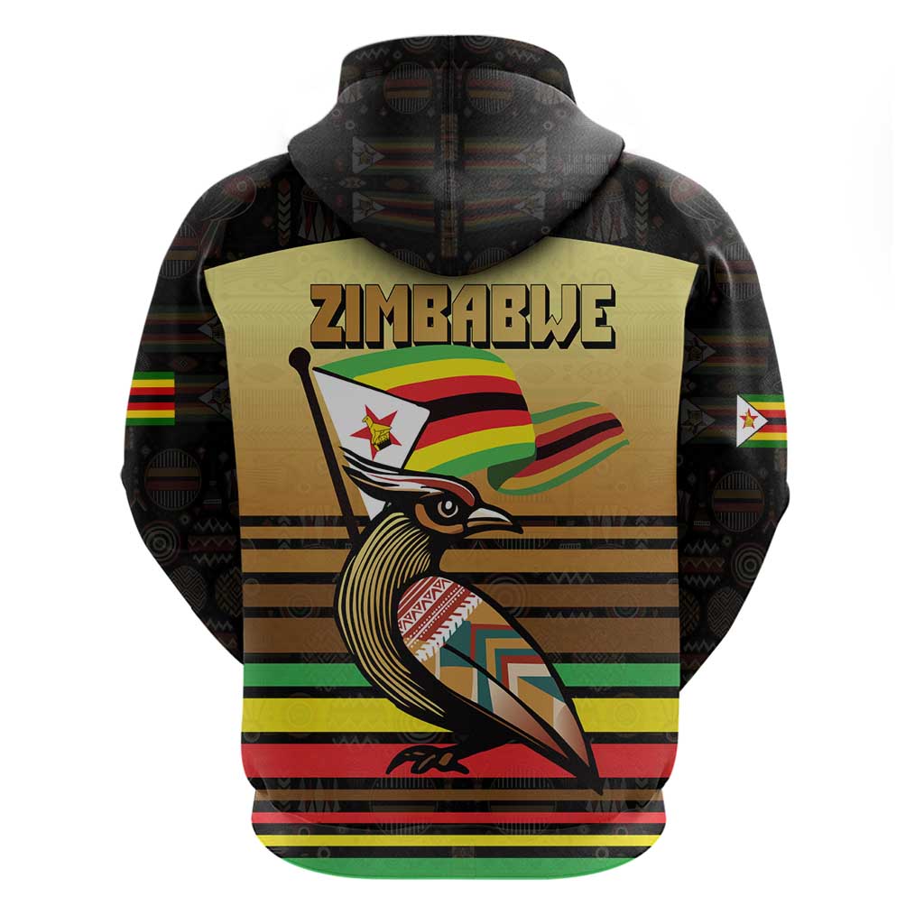 Pride Zimbabwe Zip Hoodie Zimbabwean Bird, Tribal Patterns and Pan-African Colors