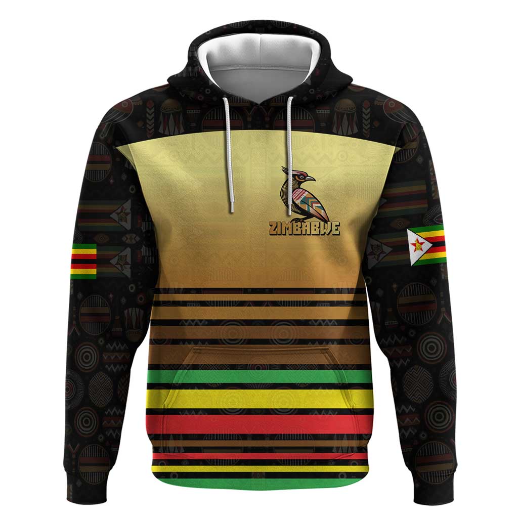 Pride Zimbabwe Zip Hoodie Zimbabwean Bird, Tribal Patterns and Pan-African Colors