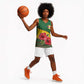 Zimbabwe Flag Map Basketball Jersey African Tribal Pattern Red Hibiscus Flowers TS04