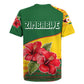 Zimbabwe Flag Map Rugby Jersey African Tribal Pattern Red Hibiscus Flowers
