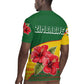 Zimbabwe Flag Map Rugby Jersey African Tribal Pattern Red Hibiscus Flowers
