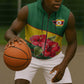Zimbabwe Flag Map Sleeveless Zip Hoodie African Tribal Pattern Red Hibiscus Flowers - African Pride