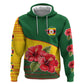 Zimbabwe Flag Map Zip Hoodie African Tribal Pattern Red Hibiscus Flowers