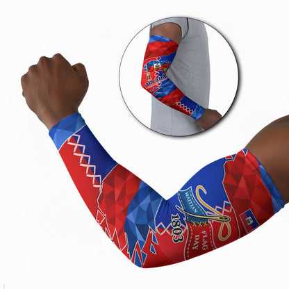 Haiti Flag Day Arcahaie 1803 Arm Sleeves Geometric Low Poly Flag Art - Birthplace Of Liberty Graphic