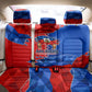 Haiti Flag Day Arcahaie 1803 Back Car Seat Cover Geometric Low Poly Flag Art - Birthplace Of Liberty Graphic