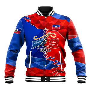 Haiti Flag Day Arcahaie 1803 Baseball Jacket Geometric Low Poly Flag Art - Birthplace Of Liberty Graphic