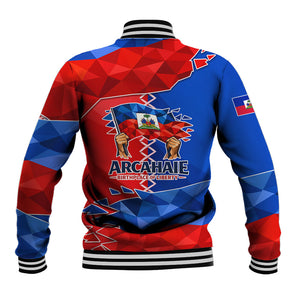 Haiti Flag Day Arcahaie 1803 Baseball Jacket Geometric Low Poly Flag Art - Birthplace Of Liberty Graphic