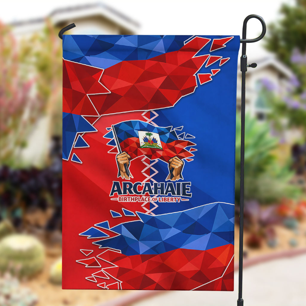 Haiti Flag Day Arcahaie 1803 Garden Flag Geometric Low Poly Flag Art - Birthplace Of Liberty Graphic