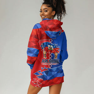 Haiti Flag Day Arcahaie 1803 Hoodie Dress Geometric Low Poly Flag Art - Birthplace Of Liberty Graphic
