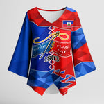 Haiti Flag Day Arcahaie 1803 Kimono Sleeve Blouse Geometric Low Poly Flag Art - Birthplace Of Liberty Graphic