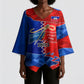 Haiti Flag Day Arcahaie 1803 Kimono Sleeve Blouse Geometric Low Poly Flag Art - Birthplace Of Liberty Graphic