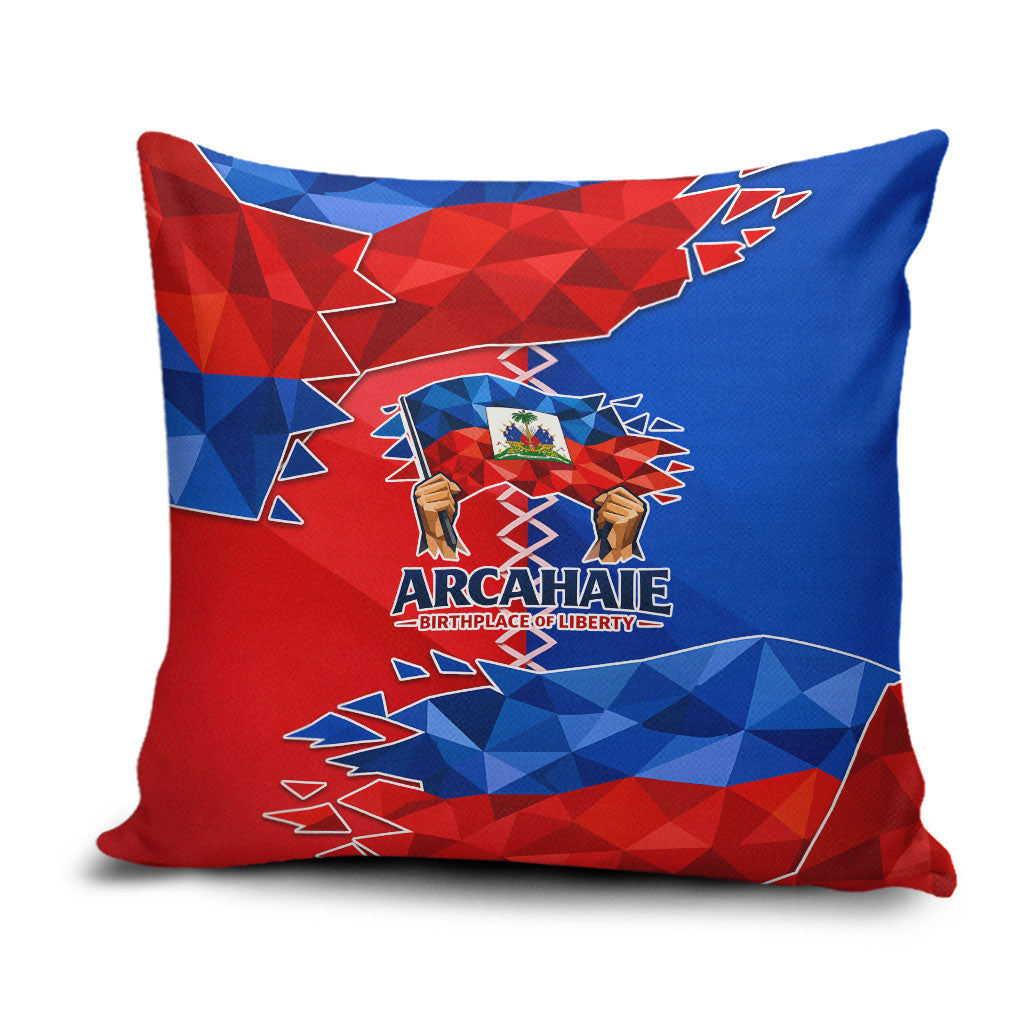 Haiti Flag Day Arcahaie 1803 Pillow Cover Geometric Low Poly Flag Art - Birthplace Of Liberty Graphic