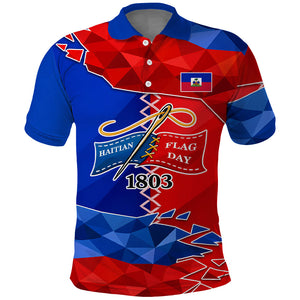 Haiti Flag Day Arcahaie 1803 Polo Shirt Geometric Low Poly Flag Art - Birthplace Of Liberty Graphic