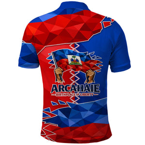 Haiti Flag Day Arcahaie 1803 Polo Shirt Geometric Low Poly Flag Art - Birthplace Of Liberty Graphic