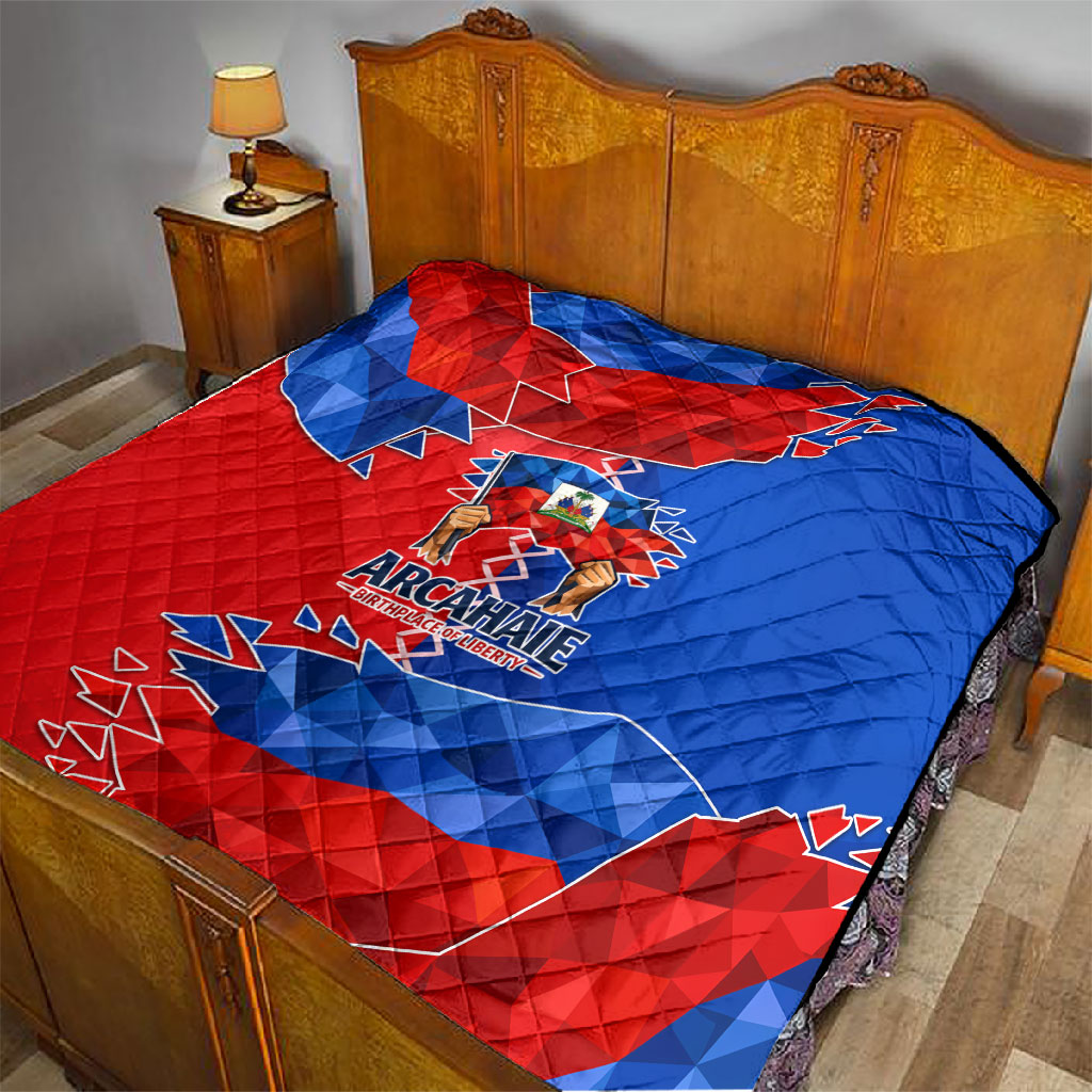 Haiti Flag Day Arcahaie 1803 Quilt Geometric Low Poly Flag Art - Birthplace Of Liberty Graphic