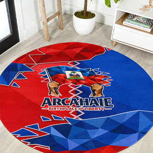 Haiti Flag Day Arcahaie 1803 Round Carpet Geometric Low Poly Flag Art - Birthplace Of Liberty Graphic