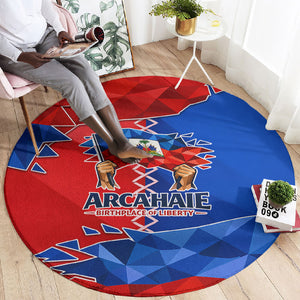 Haiti Flag Day Arcahaie 1803 Round Carpet Geometric Low Poly Flag Art - Birthplace Of Liberty Graphic