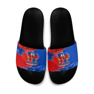 Haiti Flag Day Arcahaie 1803 Slide Sandals Geometric Low Poly Flag Art - Birthplace Of Liberty Graphic