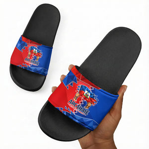 Haiti Flag Day Arcahaie 1803 Slide Sandals Geometric Low Poly Flag Art - Birthplace Of Liberty Graphic