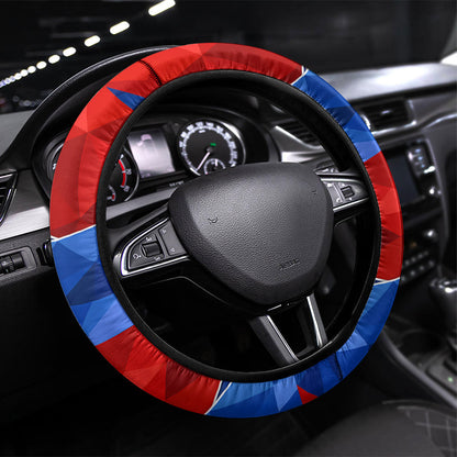 Haiti Flag Day Arcahaie 1803 Steering Wheel Cover Geometric Low Poly Flag Art - Birthplace Of Liberty Graphic