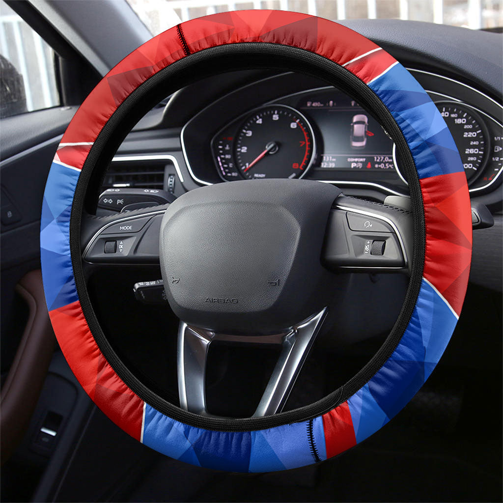 Haiti Flag Day Arcahaie 1803 Steering Wheel Cover Geometric Low Poly Flag Art - Birthplace Of Liberty Graphic