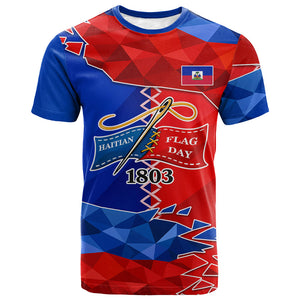 Haiti Flag Day Arcahaie 1803 T shirt Geometric Low Poly Flag Art - Birthplace Of Liberty Graphic