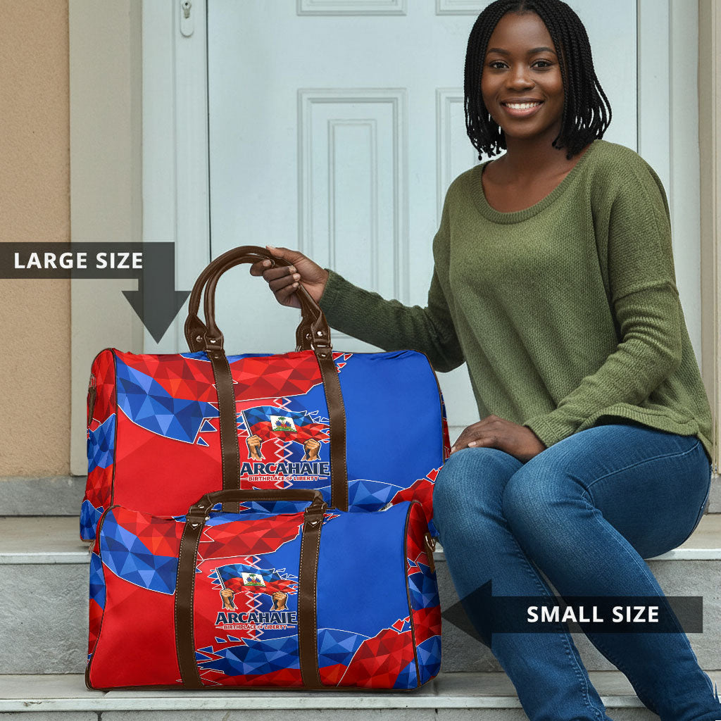 Haiti Flag Day Arcahaie 1803 Travel Bag Geometric Low Poly Flag Art - Birthplace Of Liberty Graphic