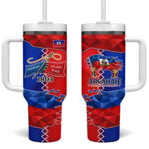 Haiti Flag Day Arcahaie 1803 Tumbler With Handle Geometric Low Poly Flag Art - Birthplace Of Liberty Graphic