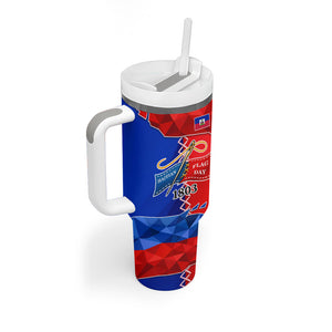 Haiti Flag Day Arcahaie 1803 Tumbler With Handle Geometric Low Poly Flag Art - Birthplace Of Liberty Graphic
