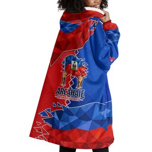Haiti Flag Day Arcahaie 1803 Wearable Blanket Hoodie Geometric Low Poly Flag Art - Birthplace Of Liberty Graphic