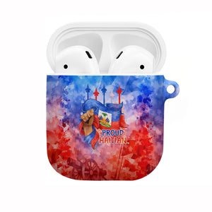 Proud Haitian Flag Day L Union Fait La Force AirPods Case Artistic Watercolor Heritage Design With Raised Fist And Flag