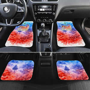 Proud Haitian Flag Day L Union Fait La Force Car Mats Artistic Watercolor Heritage Design With Raised Fist And Flag