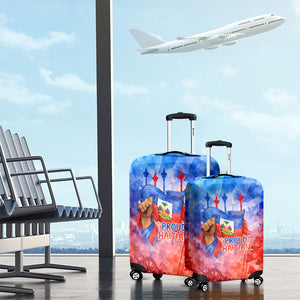 Proud Haitian Flag Day L Union Fait La Force Luggage Cover Artistic Watercolor Heritage Design With Raised Fist And Flag
