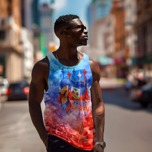 Proud Haitian Flag Day L Union Fait La Force Men Tank Top Artistic Watercolor Heritage Design With Raised Fist And Flag