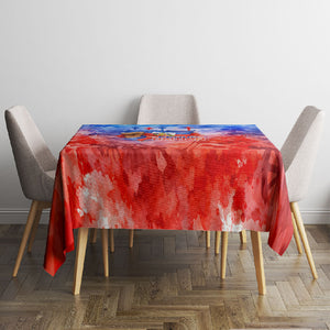 Proud Haitian Flag Day L Union Fait La Force Tablecloth Artistic Watercolor Heritage Design With Raised Fist And Flag