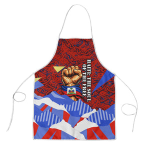 Haiti Flag Day Soul Of The Free L Union Fait La Force Apron Peace Dove And Power Fist Art With Hibiscus And Broken Chains