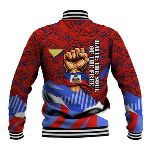 Haiti Flag Day Soul Of The Free L Union Fait La Force Baseball Jacket Peace Dove And Power Fist Art With Hibiscus And Broken Chains