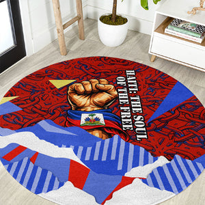 Haiti Flag Day Soul Of The Free L Union Fait La Force Round Carpet Peace Dove And Power Fist Art With Hibiscus And Broken Chains