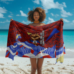 Haiti Flag Day Soul Of The Free L Union Fait La Force Sarong Peace Dove And Power Fist Art With Hibiscus And Broken Chains