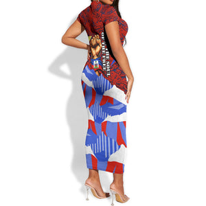 Haiti Flag Day Soul Of The Free L Union Fait La Force Short Sleeve Bodycon Dress Peace Dove And Power Fist Art With Hibiscus And Broken Chains